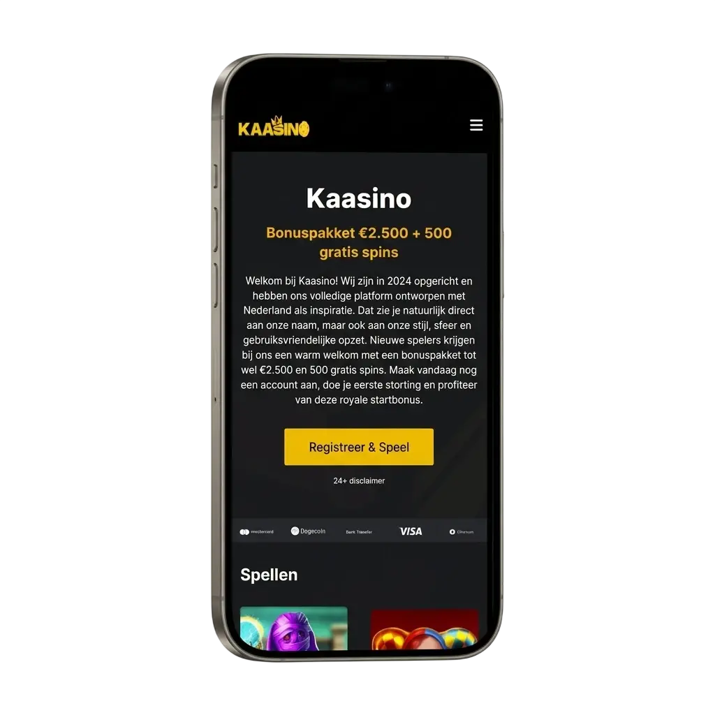 Kaasino app op smartphone met sportweddenschappen en casinospellen
