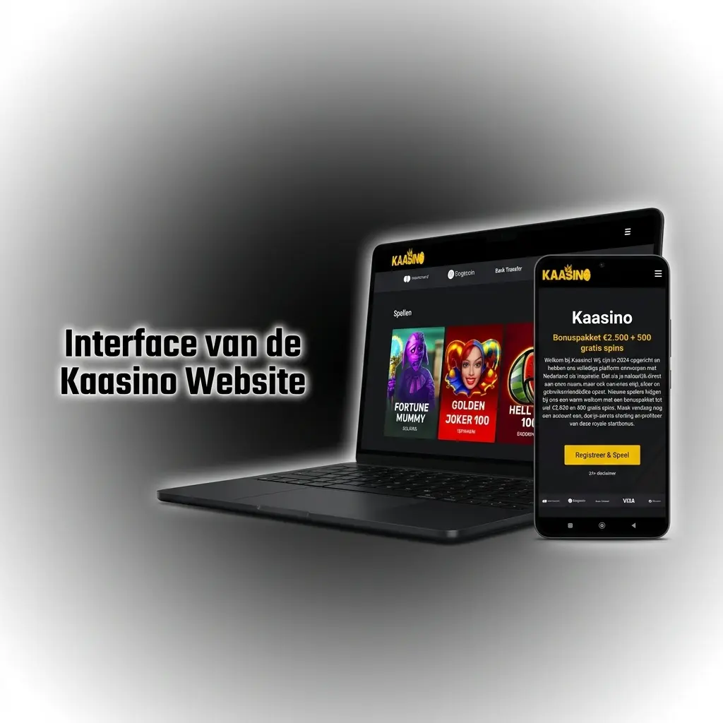 Interface van de Kaasino website met navigatiebalk