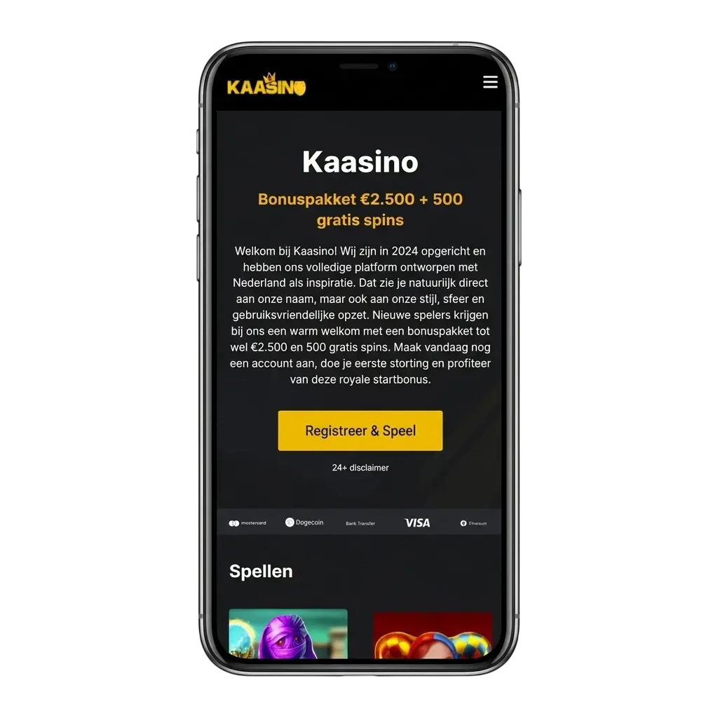 Kaasino app op Android en iOS