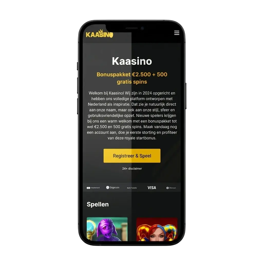 Kaasino app voor iOS op iPhone