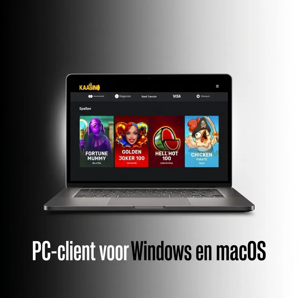 Kaasino casino website op een Windows of macOS scherm